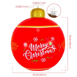 Inflatable Christmas Bauble, Illuminated PVC Inflatable Christmas Ball with Ground Spikes and Pump, Outdoor Decoration, Large Christmas Baubles Ornaments for Wedding, Festival, Home Decor, Yard,