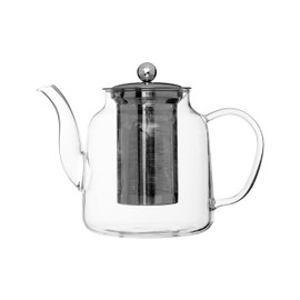 Premier Housewares High Borosilicate Teapot, 1000 ml, with Strainer, 14 x 17 x 13 cm