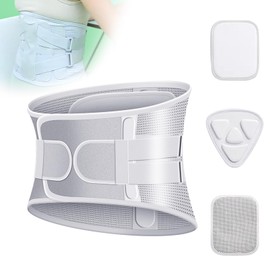 Ajustable Cinturón de Soporte Lumbar, Faja Ortopedica Lumbar Elasticidad, con 3 PCS Espaciadores Reemplazables, para Aliviar el Dolor de Espalda y... 
