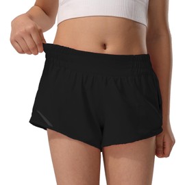 HXUNJW Girls Athletic Shorts Lightweight Running Shorts for Teen Girls Kids Liner with Zip Pocket and Elastic(04-Black/M)