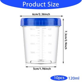 10 Pcs Small Food Containers with Lids, 120ml Liquid Measuring Cups, Snack Pots, Salad Dressing Container to Go, Reusable Leakproof Airtight Kitchen Food Container Set for Snack, Yoghurt and Fridge