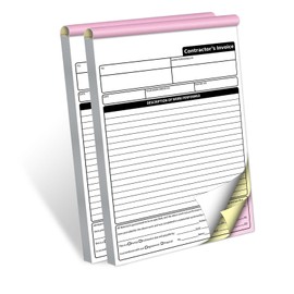 AMXZEA 2 Pack Contractor Invoice Books,3 Part Carbonless Contractor Estimate Book,Work Order Receipt Book with Carbon Copies,7.3 x 11 Inch (50 Sets Per Book)…