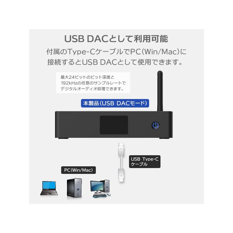 Bluetooth Receiver LDAC Compatible apt-X HD Low Latency USB DAC