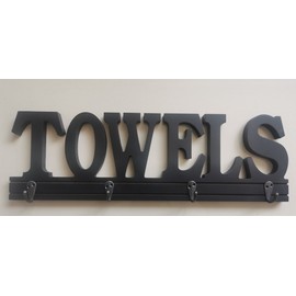 Decorative Towel Rack 4 Hooks Wooden Towels Holder for Bathroom - Wall Mount Towels Hanger