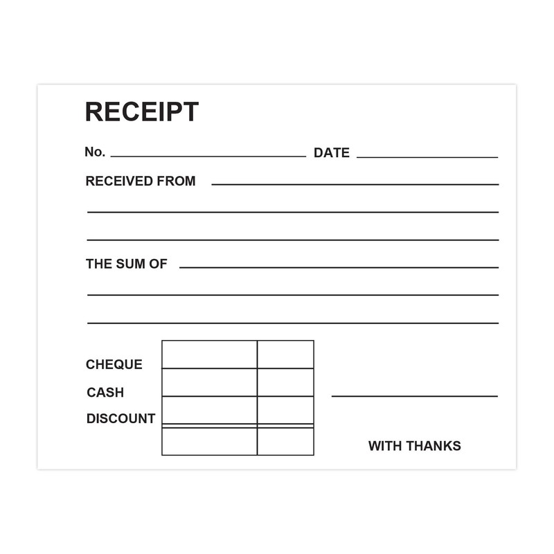 Silvine 5x4" Carbonless Duplicate Receipt Book - Numbered 1-50 with