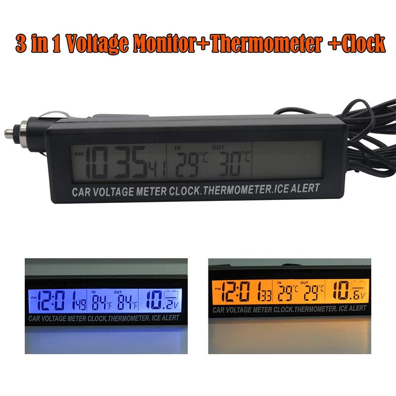 Riloer Universal Auto Dashboard Digital Clocks with Blacklight and LCD