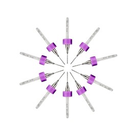 TOP-VIGOR 0.5mm Micro Drill Bit, Purple PCB Drill Bits with 1/8 Inch Shank Tungsten Carbide Drilling Rotary Tool for Print Circuit Board Stone CNC Engraving, 10Pcs