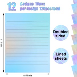 Patelai 120 Sheets Stationery Paper 8.5 x 11 Classroom Double Sided Lined Stationary Writing Paper Decorative Paper for Note Scrapbook Back to School Office Printing Supplies (Pastel Gradient)