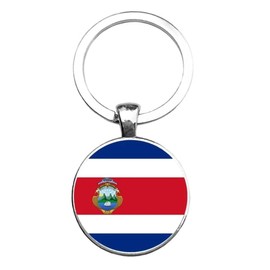 Art Attack Costa Rican Flag Keychain, Costa Rica Los Ticos La Sele Tricolor Selection National Football Soccer Team Accessories History Party Favor Fan Car Key Chain Ring Pendant Charm (Silver)