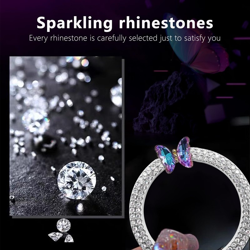 3leavtrees Car Bling Ring Emblem Car Accessories for Buttons &