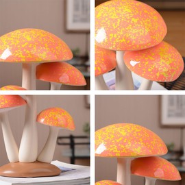 SEINHIJO Mushroom Statue Decor Modern Sculpture Gifts Fairy Ornament Garden Figurine Patio Yard Arts Polyresin Crafts 7.9inch