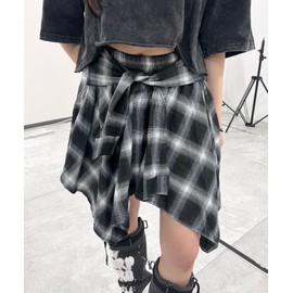 WEGO Figments Fake Sleeve Flare Hem Skirt Clothes Street Women, Black, Free size