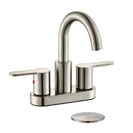 TimeArrow 2 Handle Centerset Bathroom Sink Faucet Brushed Nickel with Drain Assembly, TAF067E-BN