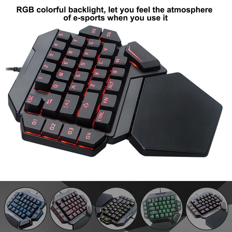 Onehanded Keyboard RGB Blacklight Mechanical Keyboard With Macro Definition Function