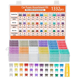 1322 Pcs Car Fuse Assortment Kit, 680PCS Mini Blade Fuses + 520 Standard Automotive Fuses + 132 Micro + Puller, RV/Camper/Truck/Motorcycle/Yacht Essentials (2A 3A 5A 7.5A 10A 15A 20A 25A 30A 35A 40A)