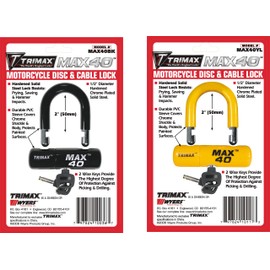 Trimax MAX40YL Motorcycle Disc U-Lock - Yellow with Yellow PVC Shackle