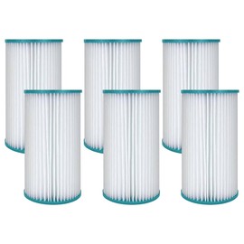Hurricane Filters 6 Pack HF4607-02 Advanced Pool Filter Cartridge - Replacement for PC7-120, Unicel C-4607, Filbur FC-3710, Coleco F-120, Sand-n-Sun, Easy Set Size A or C