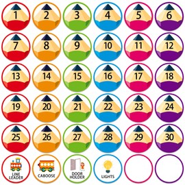JUESMOS 36PCS Number Spot Markers Stickers Pencils Line up Spots for Classroom Colorful Floor Number Stickers Classroom Line up Spots Dots Floor Decals for Back to School Kindergarten Preschool
