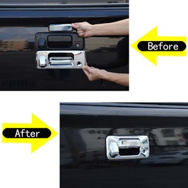 CHEAYAR Tailgate Cover Compatible with Toyota Tundra 2014-2021, ABS Tailgate Door Handle Cover, Trim Tailgate and Rear Handle Cover with Camera Hole and Key Hole (Bright - Silver)