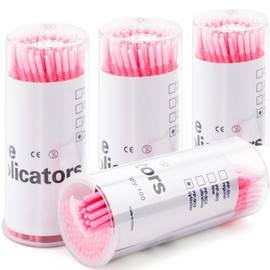 G2PLUS Micro Applicators Brushes with Longer Tips - 400PCS Disposable Microfibre Brushes Eyelashes - Pink Lash Lift Micro Applicators - Eyelash Extension Swabs for Eyelashes Extensions, Crafting