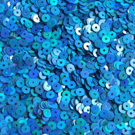 4mm Round Sequins Marine Blue Shimmer Lazer Rainbow Loose Paillettes. Made in USA
