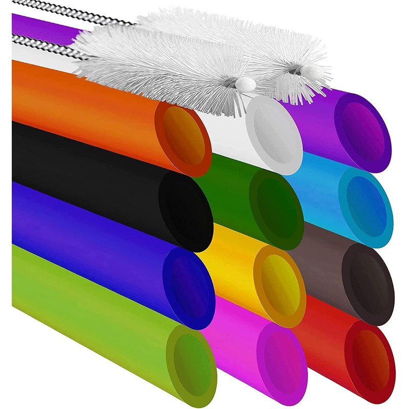 ALINK Pack of 8 Reusable Boba Plastic Straws, Pointed Design,