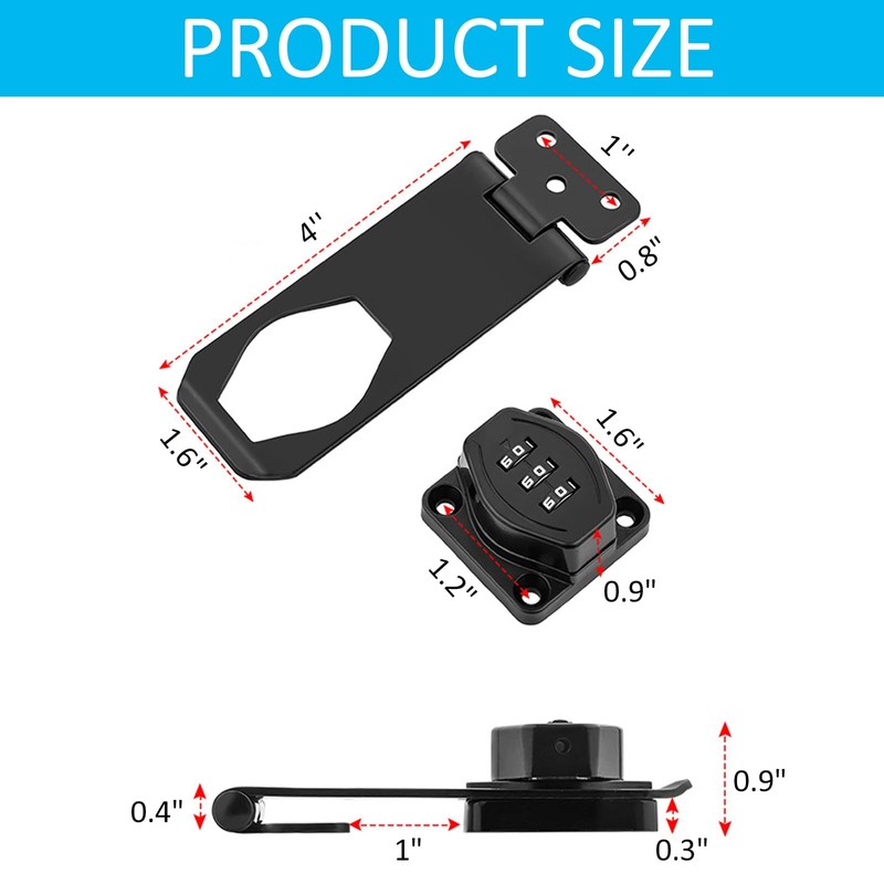 Mechanical Password Rotary Hasp Locks, 3 Digit Keyless Combination Lock