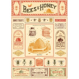 Cavallini Decorative Paper - Bees & Honey 20"x28" Sheet - Cavallini Decorative Paper - Bees & Honey 20"x28" Sheet