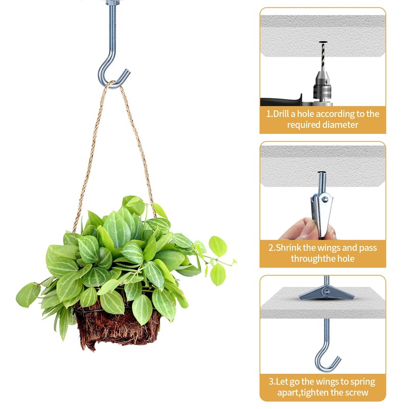 21 Sets Ceiling Hooks for Hanging Plants, Plasterboard Hooks for