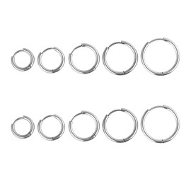 Small Hoop Earrings Set, 10Pcs Lightweight Surgical Steel Hoop Earrings 8/10/12/14/16mm Small Silver H OOP E arrings for Men Women Boys Girls