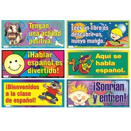 Poster Pals Spanish Educational & Language Variety Teaching Posters,Bilingual Charts, Classroom Decoration and Instruction, FSL, 6 Poster Set