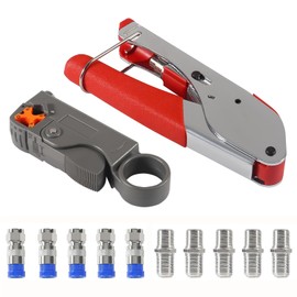 DIANN Coax Cable Crimper Coaxial Compression Tool Kit Wire Stripper with with 5pcs RG6 F Type Connector and 5pcs RG6 Coax Cable Extender (12pcs)