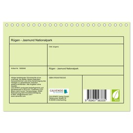 Rügen - Jasmund Nationalpark (Tischkalender 2026 DIN A5 quer), CALVENDO Monatskalender: Rügens Jasmund Nationalpark (CALVENDO Orte)