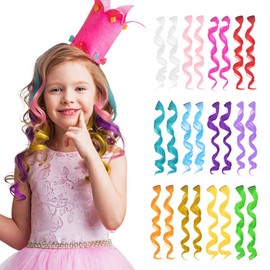 Dreamlover Kids Hair Extensions for Girls, Coloured Hair Extensions for Kids, Rainbow Hair Accessories for Girls, 24 PCS