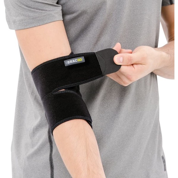 Bracoo Elbow Brace, Reversible Neoprene Support Wrap for Joint, Arthritis Pain Relief, Tendonitis, Sports Injury Recovery, ES10, 1 count (Black)