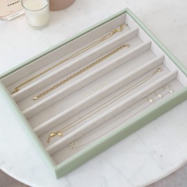 Stackers Green Jewellery Box Classic Necklace Compartment