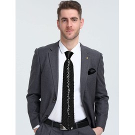 DiBanGu Skinny Sequin Ties for Men Solid Satin Tie and Pocket Square Set Wedding Party Business Formal Necktie, Blush Pink, One Size