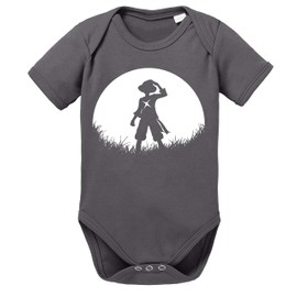 Sunrise Ruffy Straw Hat One Baby Romper Piece Organic Cotton Body Boys & Girls 0-12 Months, dark grey