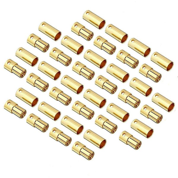 FLY RC 20 Pairs Gold Plated 6.5MM Banana Plug Bullet Male Female Connector Adapter for RC RC Airplane Car Boat Drone ESC Motor