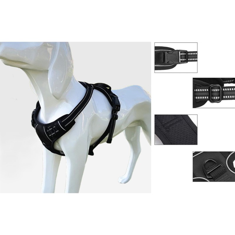 No-Pull Dog Harness Vest Adjustable Outdoor Front Mesh Red