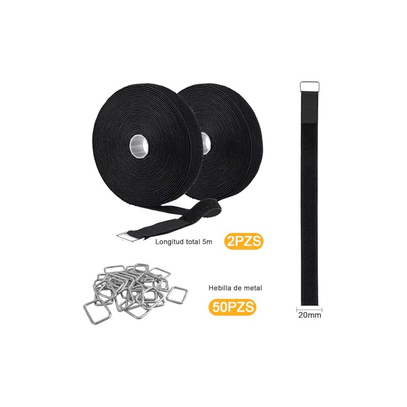2 Rollos de Cinta de Sujeción, 5m×20mm Organizador de Cables,