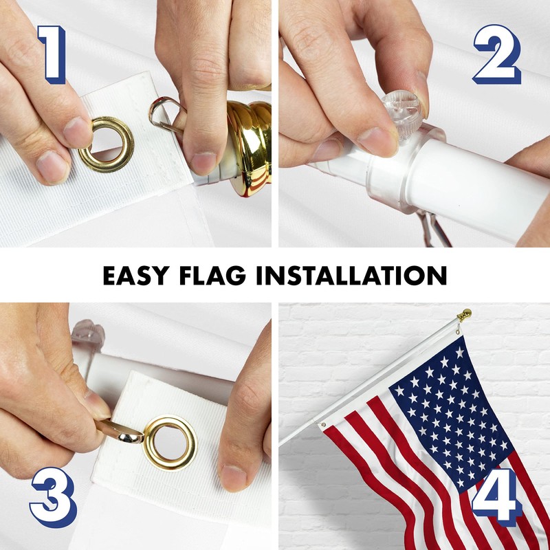 G128 Combo Pack: 6 Ft Aluminum Spinning Flagpole (White) &