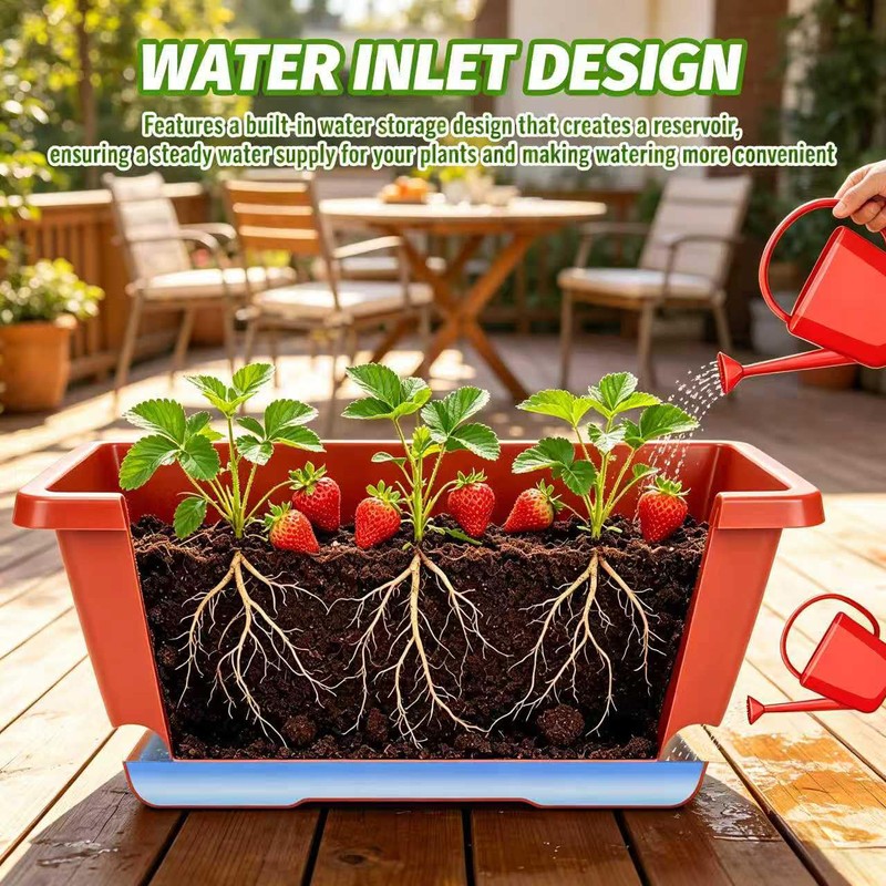Yokodaza Red Window Box Planters, 7 Pack Rectangular Plastic Flower