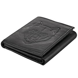 Fox Valley Traders Genuine Leather Animal Embossed Wallets, Crafted with 100% Genuine Leather, Accessories - Wolf Design, Measures 4 3/4" Long x 3 1/2" Wide