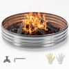 Mr IRONSTONE Outdoor Fire Pit Galvanized Fire Pit Ring, Foldable