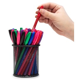 Eziglide Ballpoint Red Pen, Pack of 10 Ballpoint Pens, Smooth Writing Action-Medium Point 1.0mm Coloured Pens Multipack - Ball Point Pens Ideal Pens for School, Home or Work Stationery Supplies