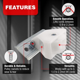 Amazing Drapery Hardware Easy to Install Large Cord Pulleys, Set of 2 - Smooth, Reliable Operation, Prevents Cord Fraying - Ideal for Roman and Pleated Shades - Versatile Use with Multiple Cords