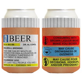 Funny Can Coolie Prescription Rx Pill Bottle Coolie 2 Pack Can Drink Cooler Coolie Multi