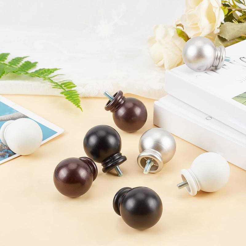GORGECRAFT 2PCS Round Curtain Rod Finials Drapery Pole Ball End