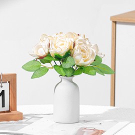 LatinaFlorista 300Pcs Gold Edge Trim Premade Silk Ribbon Rose Petals,Half-Finished Reduce Repetitive Work,Glittler DIY Eternal Rose Flower Bouquets for Wedding,Anniversary,Birthday Valentine's Day